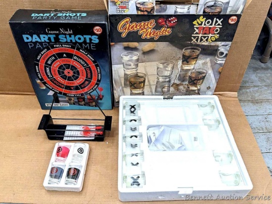 Game Night Dart Shots party game; Game Night Tic Tac Toe game.