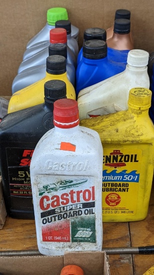 Pennzoil and other oils incl. mostly 5-30 with some ATF, and out board oils. No shipping.