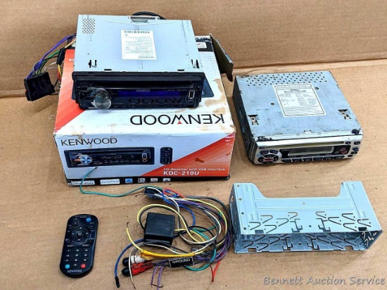 Kenwood KDC-210U C receiver with USB interface and original box with parts; similar Jensen unit is
