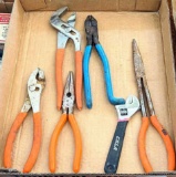 Slip joint, needle nose adjustable and other pliers, longest is approx. 11-1/2