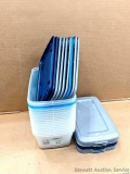18 totes with lids hold 6qt and make great organizational pieces, especially for crafts and first