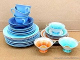Vintage assortment of plates saucers and tea cups. One set is LU-RAY Pastels and the set is mostly