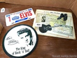 Elvis metal signs including license plate and two others. Largest is 12