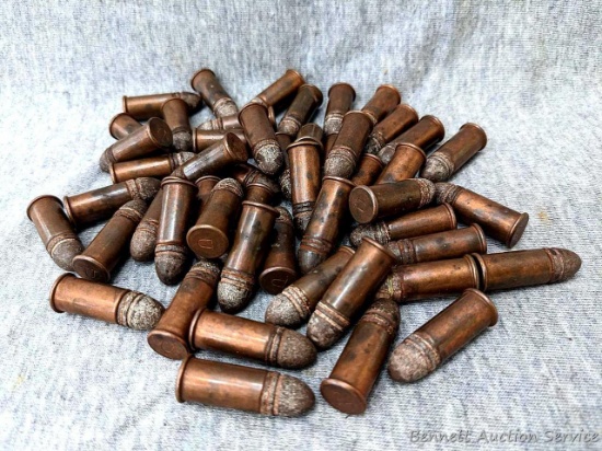 50 rounds of vintage .38 short rimfire ammunition with UMC Remington headstamps. All the cartridges