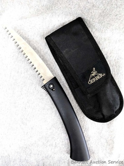 Gerber limb pruning saw for trees (not arms or legs) with slide-in protective case and canvas
