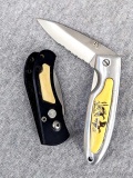 Silver folding duck knife measures 6-1/2