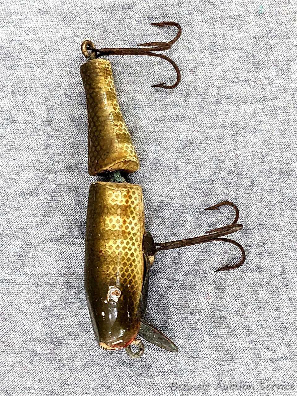 Vintage Wood Paw Paw Fishing Lure, Jointed