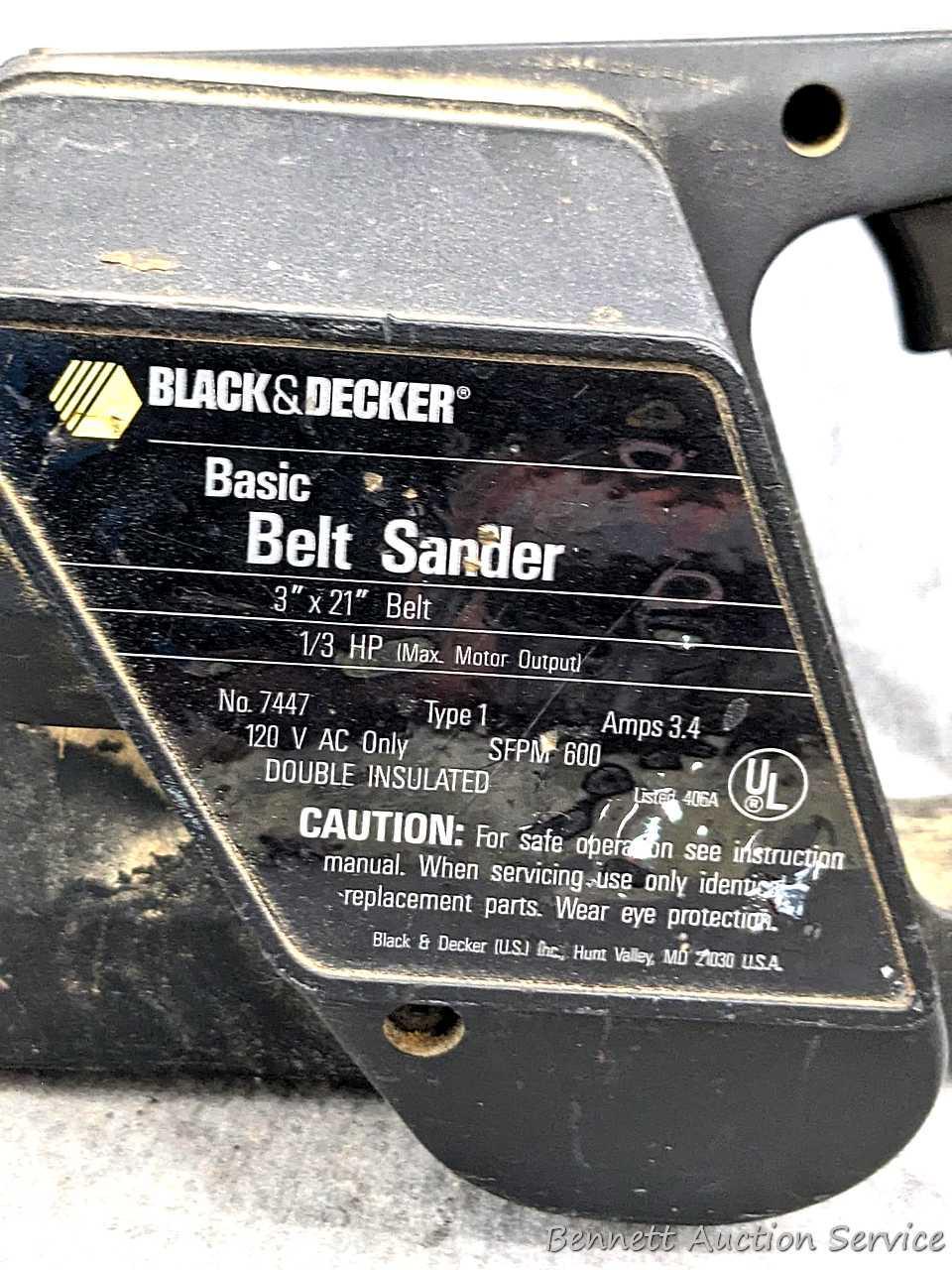 Black And Decker Belt Sander Model # 7447 3 x 21 Belt 1/3 HP
