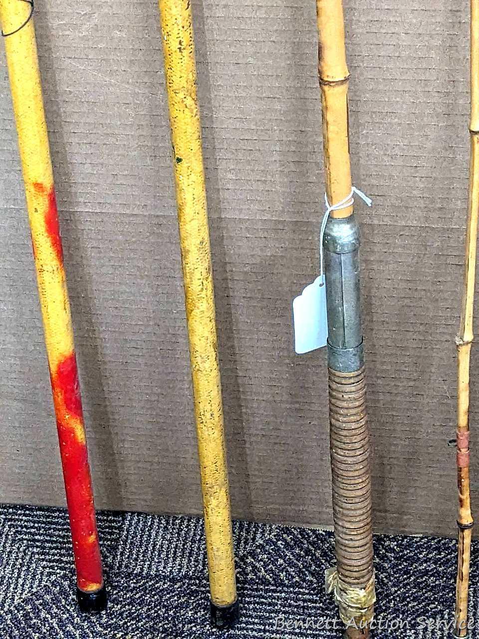 Several cane pole fishing pole segments. Longest
