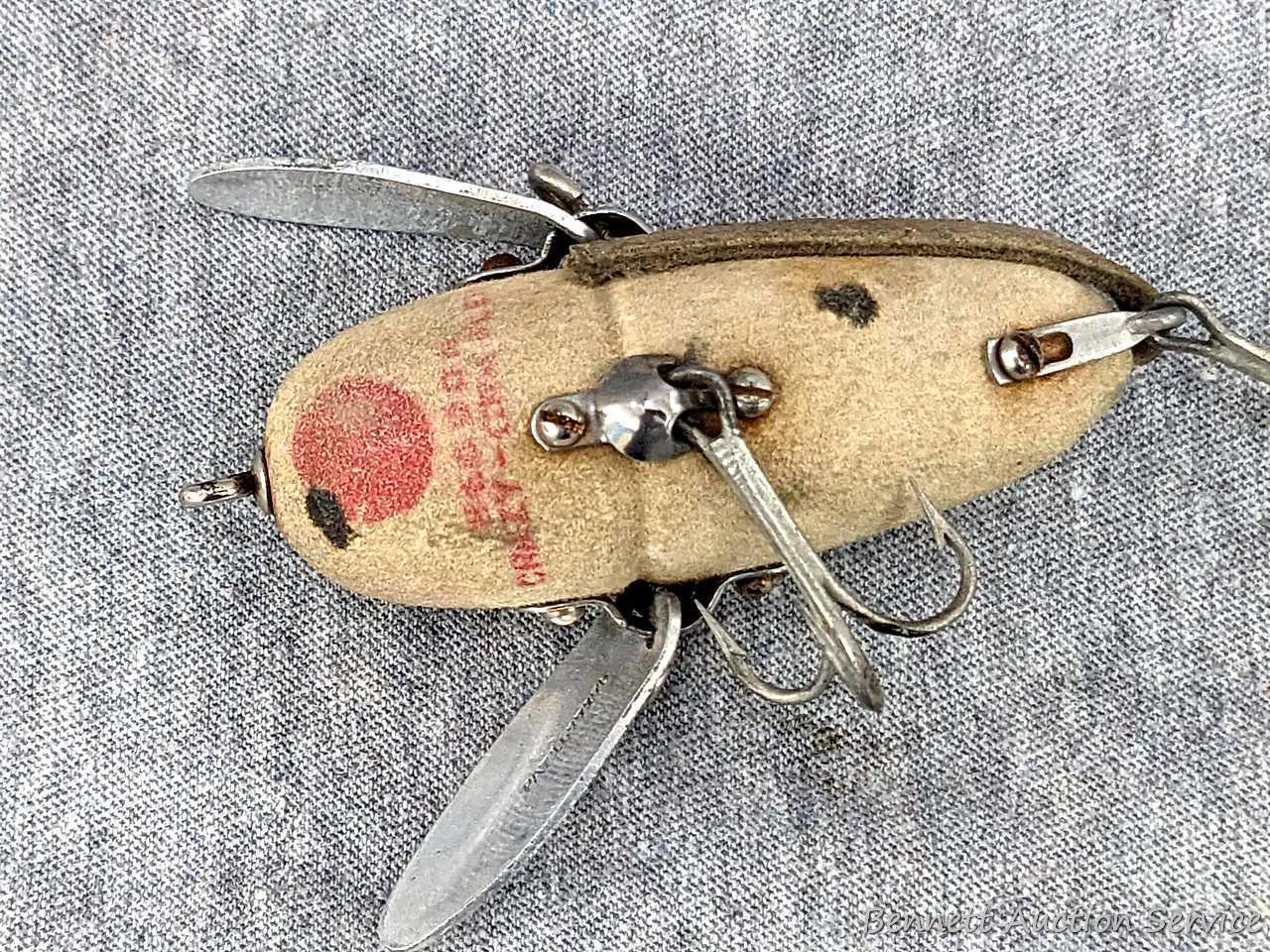 Early Fishing Lure Vintage Heddon Crazy Crawler Green & Yellow In A Box