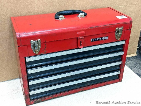 Craftsman 20" lockable tool box with 4 drawers. The toolbox is in overall good condition and has