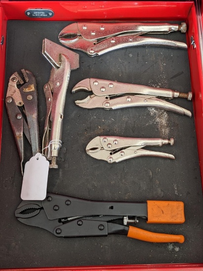Adjustable pliers up to 9-1/2" Duck nose are 2-3/4" wide incl Seymour Smith & Son, no 1607 pliers.