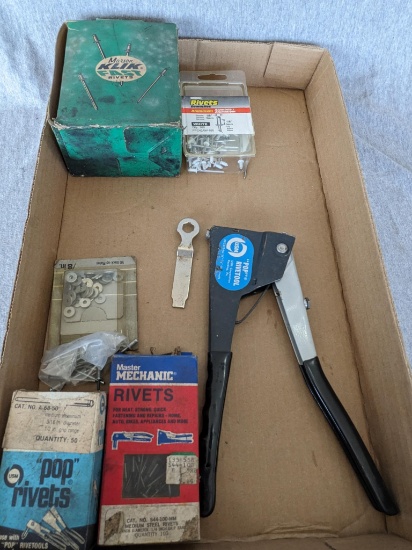 9" USM Pop Rivet tool and a variety of rivets.