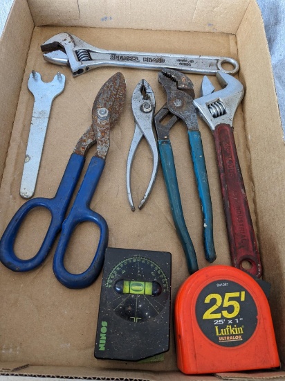 Channel Lock 442 slip joint pliers, Squirrel Brand adjustable wrench, Sonin Calco Tape, 10" metal