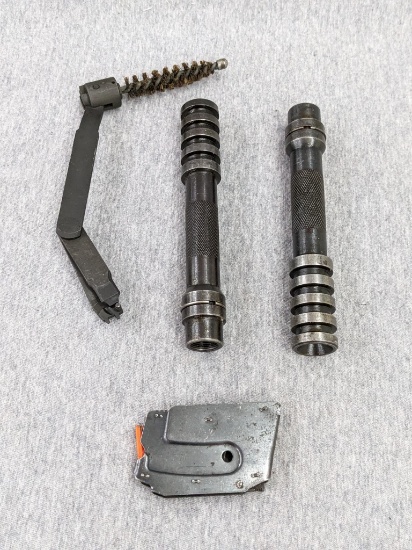 Two grenade launcher attachments for Yugoslavian AK47 military rifle, 5-1/2"; M3A1 combination rifle