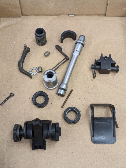 Rear sight assembly for M1A / M14 or similar rifle; other assorted gun parts.