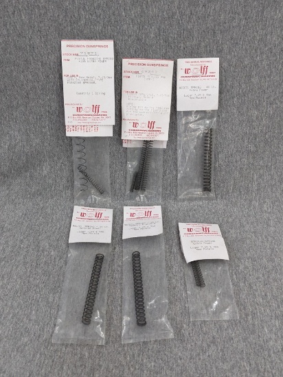 Wolff Co. precision gun springs. Five packs are for Luger 7.65 and 9mm New Model, one pack is for