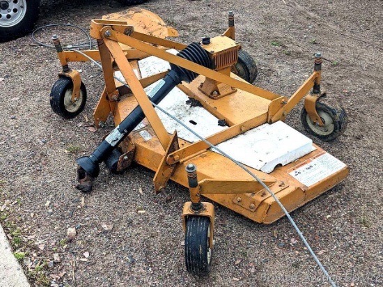 Woods RM550 finish mower has a 5' deck. Has 3' PTO shaft, mower is in overall good condition with a