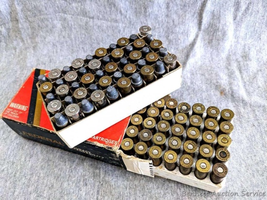 100 rounds of .38 special ammunition with semi wadcutter bullets and mixed head stamps incl.