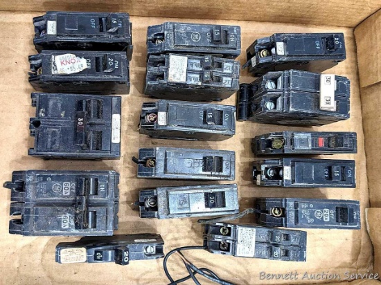 Sever brakers up to 60 AMP and down to 15. All the breakers click like they should.
