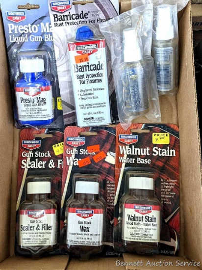 No shipping. NIP Birchwood Casey Gun Stock Sealer & Filler, Walnut Stain Water Base, Gun Stock Wax,