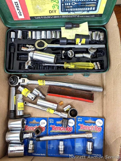 Craftsman, Thorsen, Ace Hardware, other sockets and ratchets incl standard and metric deep well and