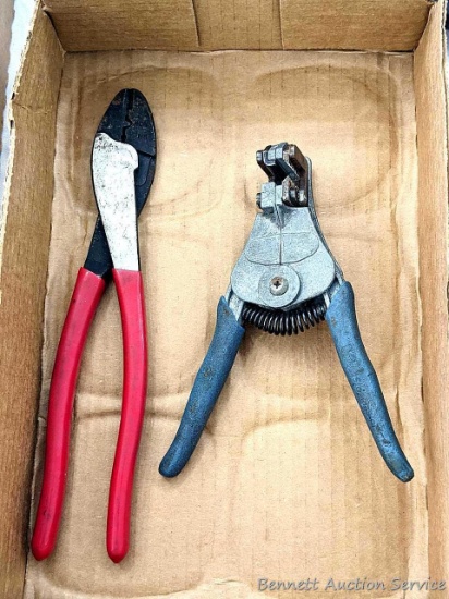 Pimperman's IS-CR100S crimping pliers and a pair of automatic wire strippers that run up to 10 ga.