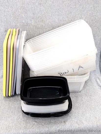 12 Sterilite shoe box containers, Gladware leftover containers, and more. Some lids