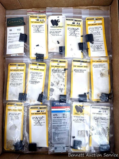Assorted rifle scope mounts or scope bases, looks like all Weaver.