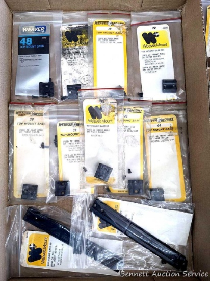 Assorted rifle scope mounts or scope bases, looks like all Weaver.