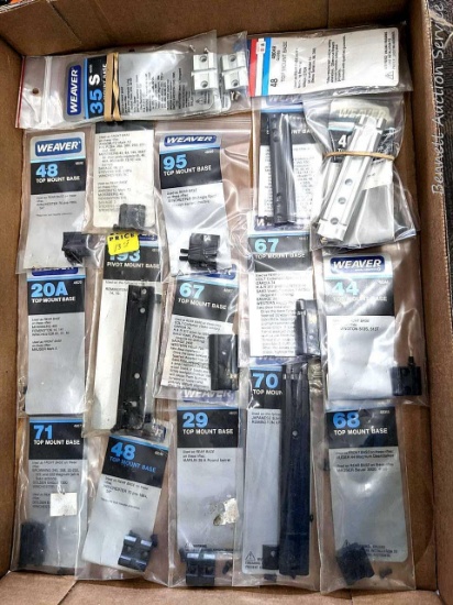 Assorted rifle scope mounts or scope bases, looks like all Weaver.