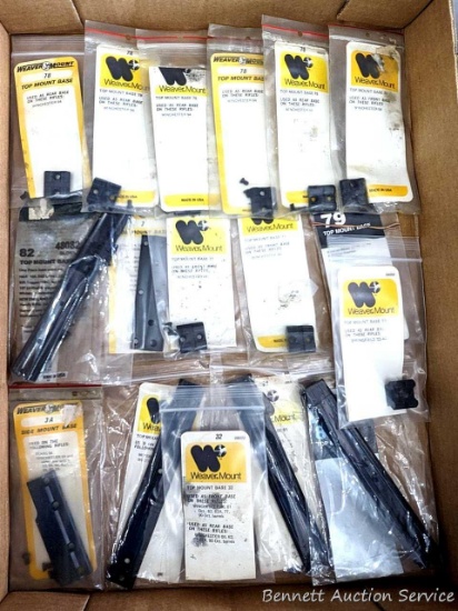 Assorted rifle scope mounts or scope bases, looks like all Weaver.