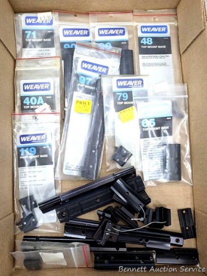 Assorted rifle scope mounts or scope bases, Weaver and possibly others.