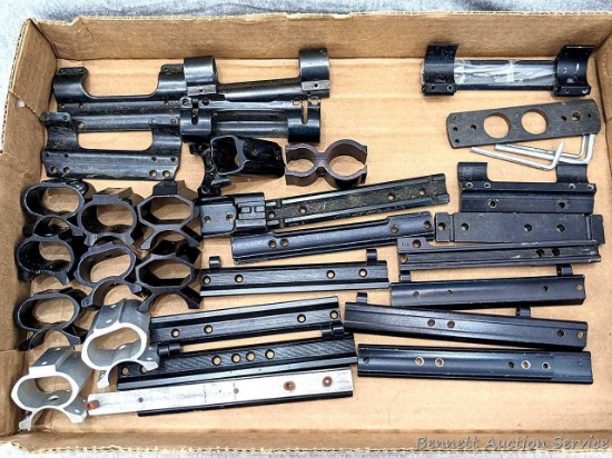 Rifle scope ring mounts or scope bases, more up to about 6" long. Incl Weaver and other.