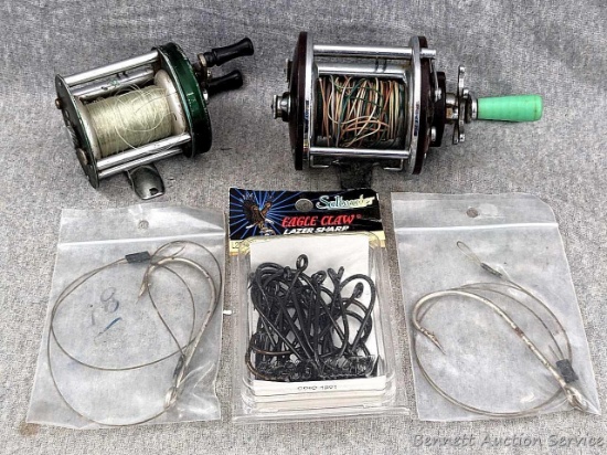 Vintage Penn-Peer, no 109, bait caster fishing reel and a vintage Shakespeare Light Deuce, no 1910,