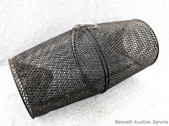 Minnow trap is 9" across center and 17" long.