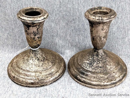 Pair of Towle Sterling candlesticks for your mantle or table, weighted and reinforced. Base measures