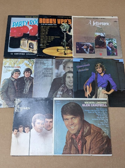 8 LP Records incl Simon & Garfunkel, The Lettermen, Janie Fricke, Glen Campbell and more