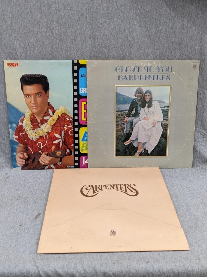 3 LP Records incl The Carpenters and Elvis