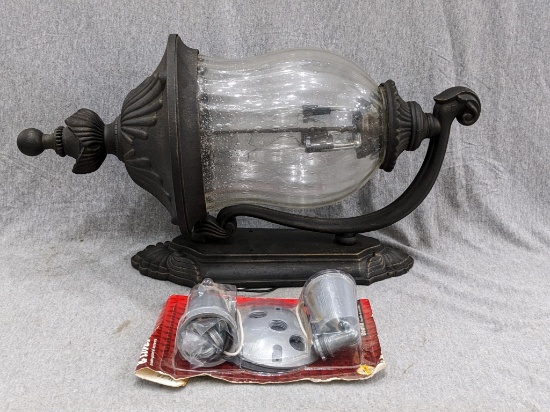 Gorgeous wall mounted 3-light fixture measures approx 22" tall x 10-1/2" deep x 9" wide; NIP all