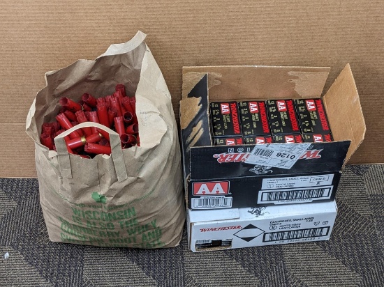 Hundreds of empty Winchester 12 gauge shotshell hulls ready for reloading, and 20 Winchester AA
