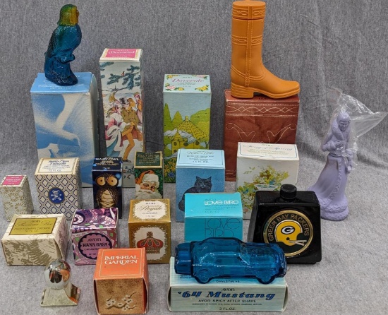 No shipping! An assortment of Avon colognes and perfumes. Most in original boxes. Contains Baby Owl,