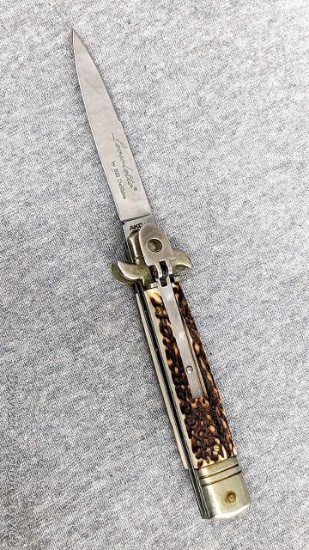 Ships to WI residents only! Leverletto Switchblade knife by Bill DeShivs measures 7-3/4" open. Blade