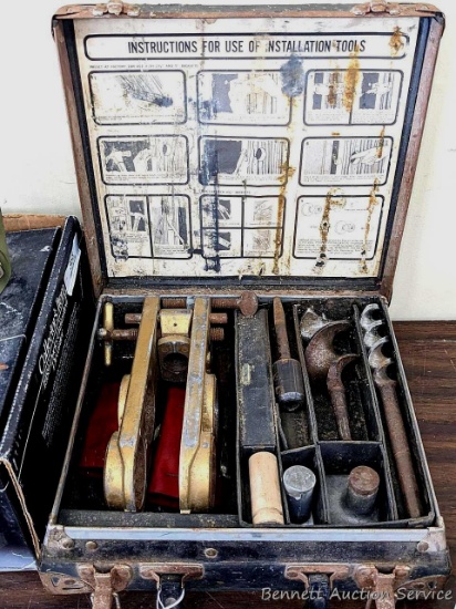 Vintage Kwikset Locksets installation kit with original case, measures approx 21"x11" and appears to