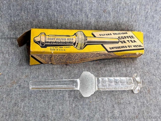 Cory Vacuum Coffee Pot replacement glass filter rod appears to be in perfect condition. Comes with