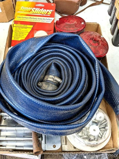 1-1/4" diameter hose, hinges, trailer lights and more as pictured. Hose is approx 20' long.
