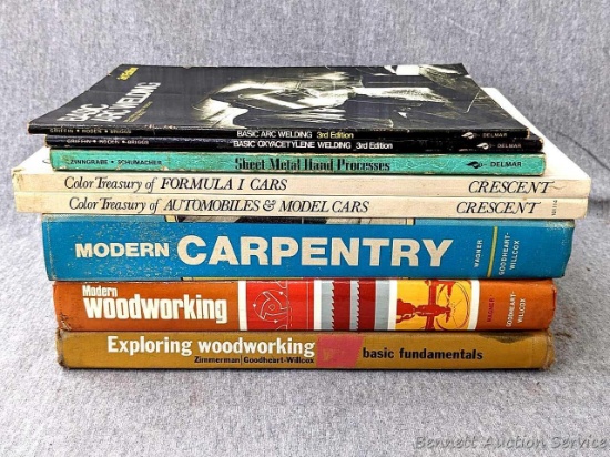 Library of books for woodworking, carpentry, sheet metal hand processes and welding; Color Treasury