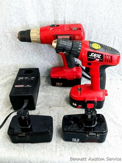 Craftsman Limited Edition 18V variable speed drill, with 3 batteries, charger ; Skil 18V variable