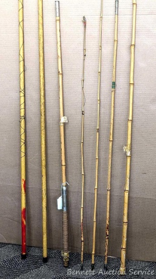 Several cane pole fishing pole segments. Longest measures 55-1/2" long.