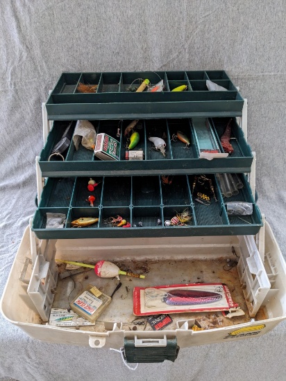 Rapala, Mepps and other fishing lures in a 15" Plano Tackle Systems box; plus more. Lockable box in
